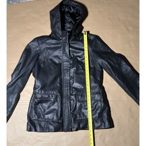 Danier Leather Hoodie Jacket Womens Y2K Size M
